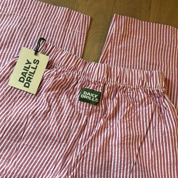 NWT Daily Drills Striped Seersucker Resort Pants - Pink/ White XS/S - Picture 6 of 8